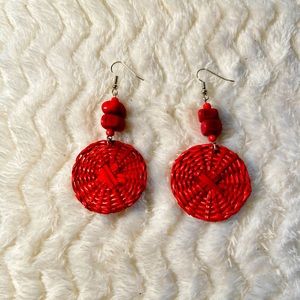 Fiery Red fashion earrings.
